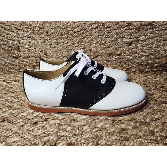 Kesco Classic White Black Lace-up Saddle Oxford Uniform Shoes Size 11.5 New! - Picture 2 of 11